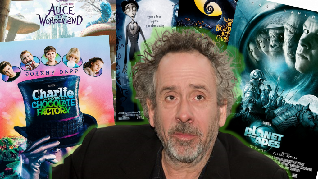 Tim Burton, with posters of some of hs films in the background. Tim is not confirmed to be autistic.